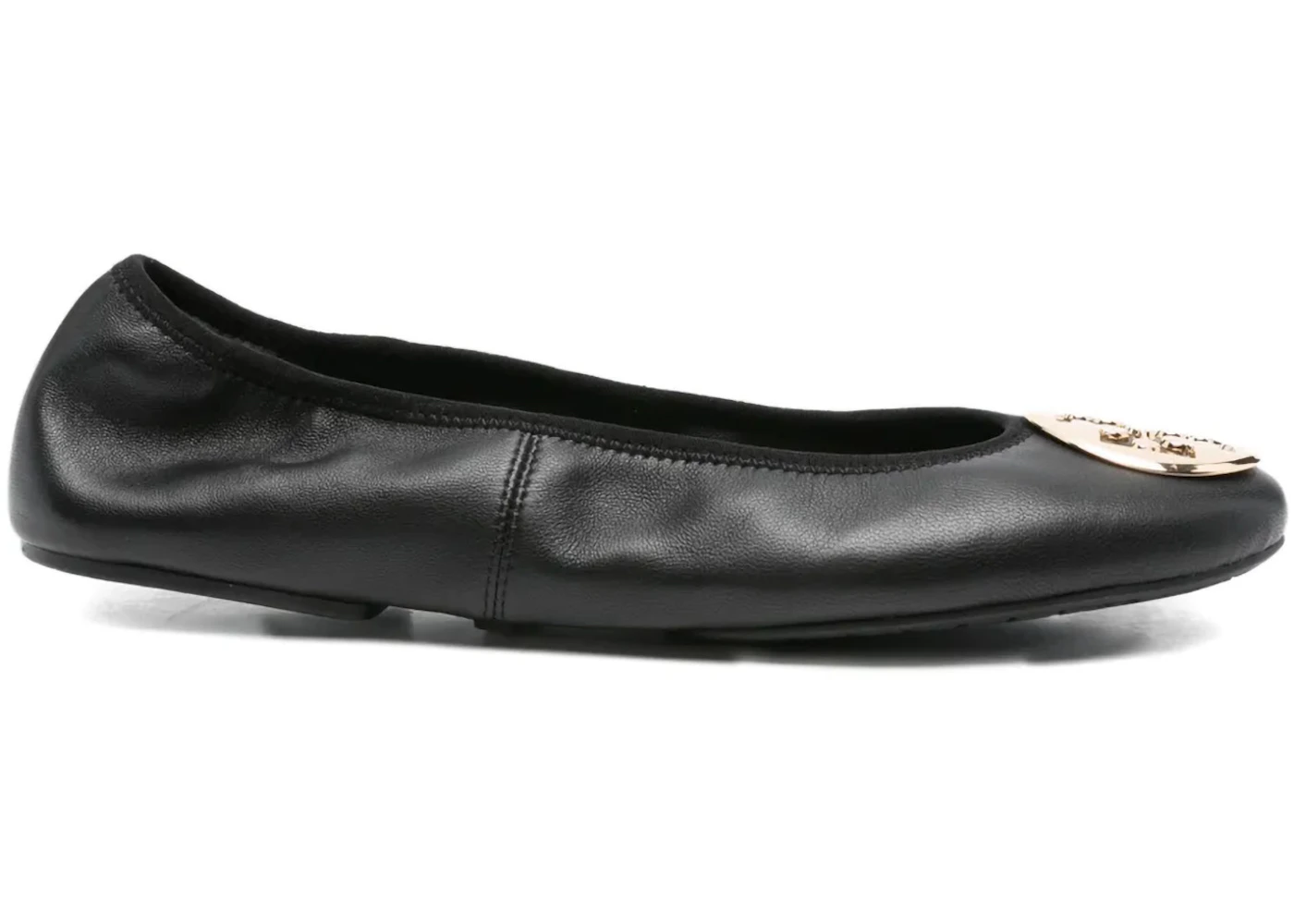 Tory Burch Reva Travel Ballet Flat Perfect Black Gold (Women's)