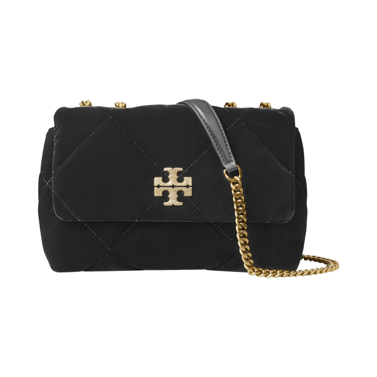Tory Burch Kira Diamond Quilt Velvet Pave Small Convertible Shoulder Bag 'Black'