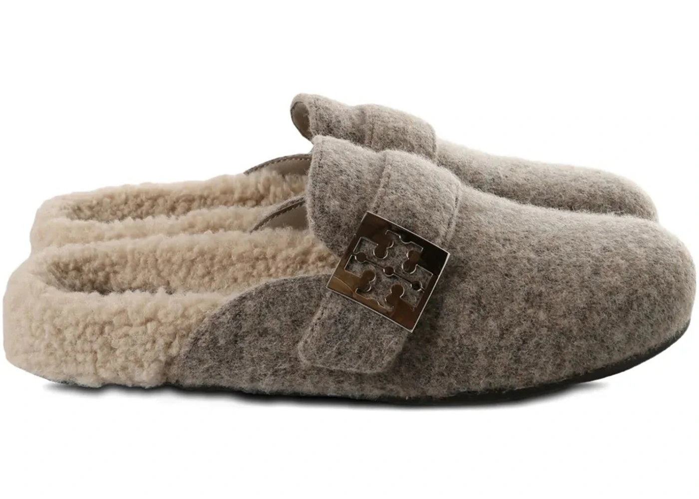 Tory Burch Mellow Shearling Mule Fog Grey Taupe (Women's)