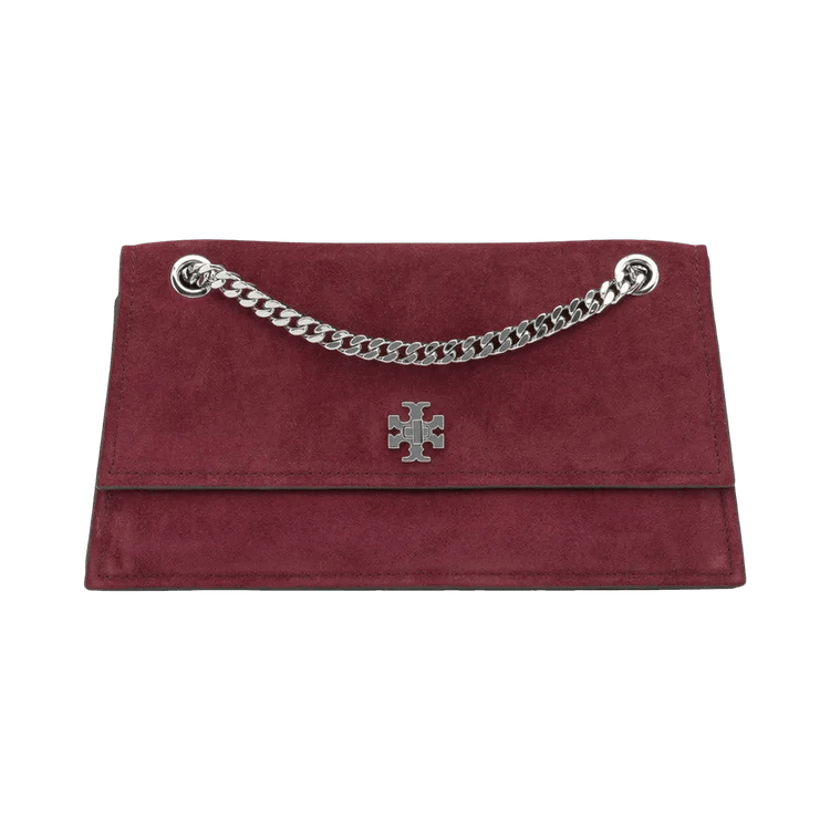 Tory Burch Kira Turnlock Suede Shoulder Bag 'Merlot'