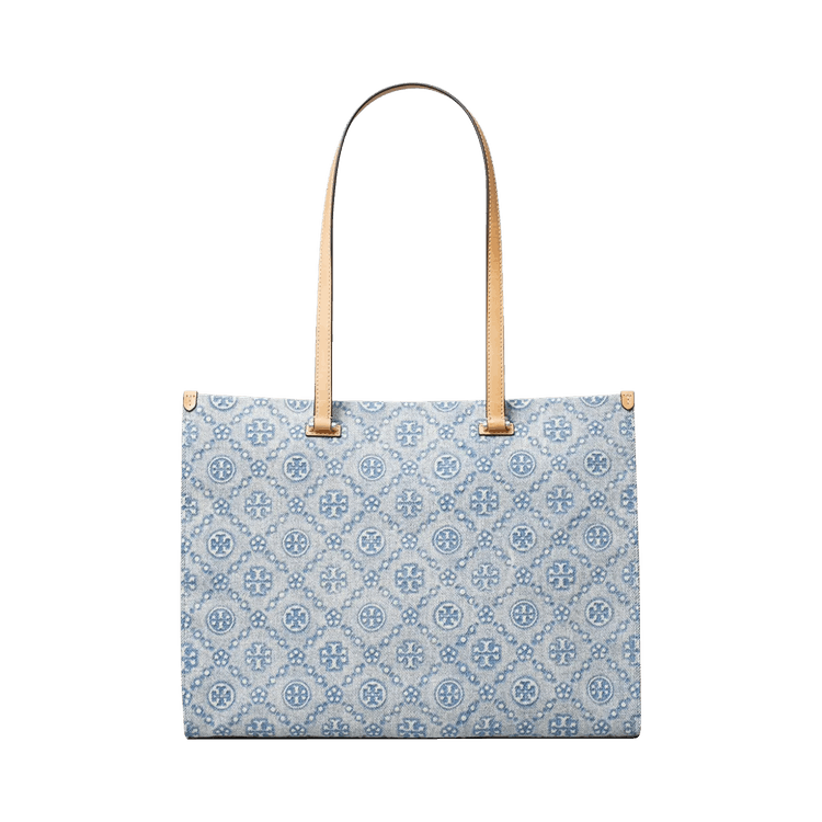 Tory Burch T Monogram Denim Tote 'Powder Blue'