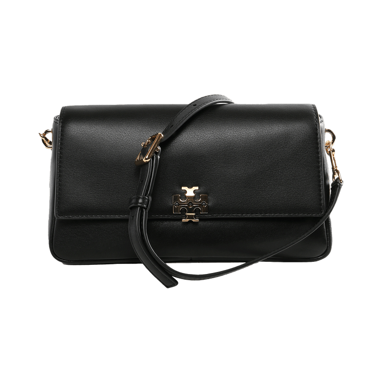 Tory Burch Charlie Leather Crossbody Bag 'Black'