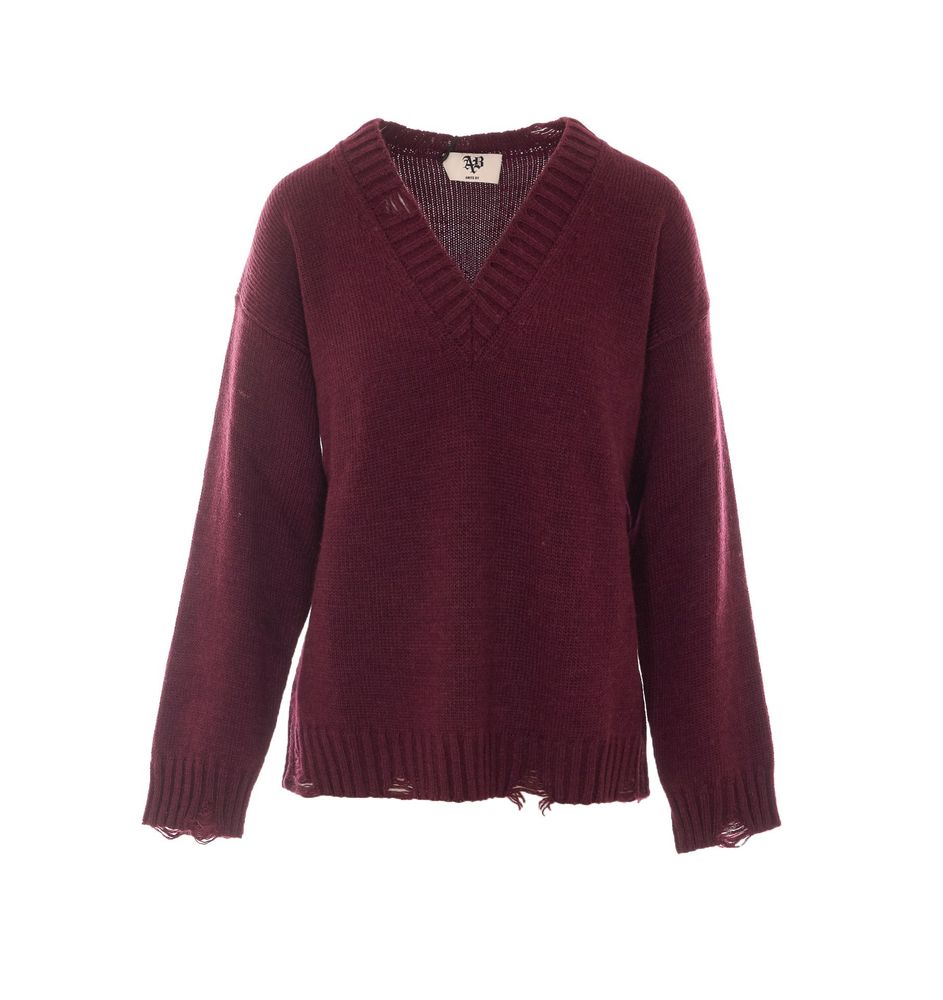 Aniye By Ruby Noir Distressed V-Neck Sweater