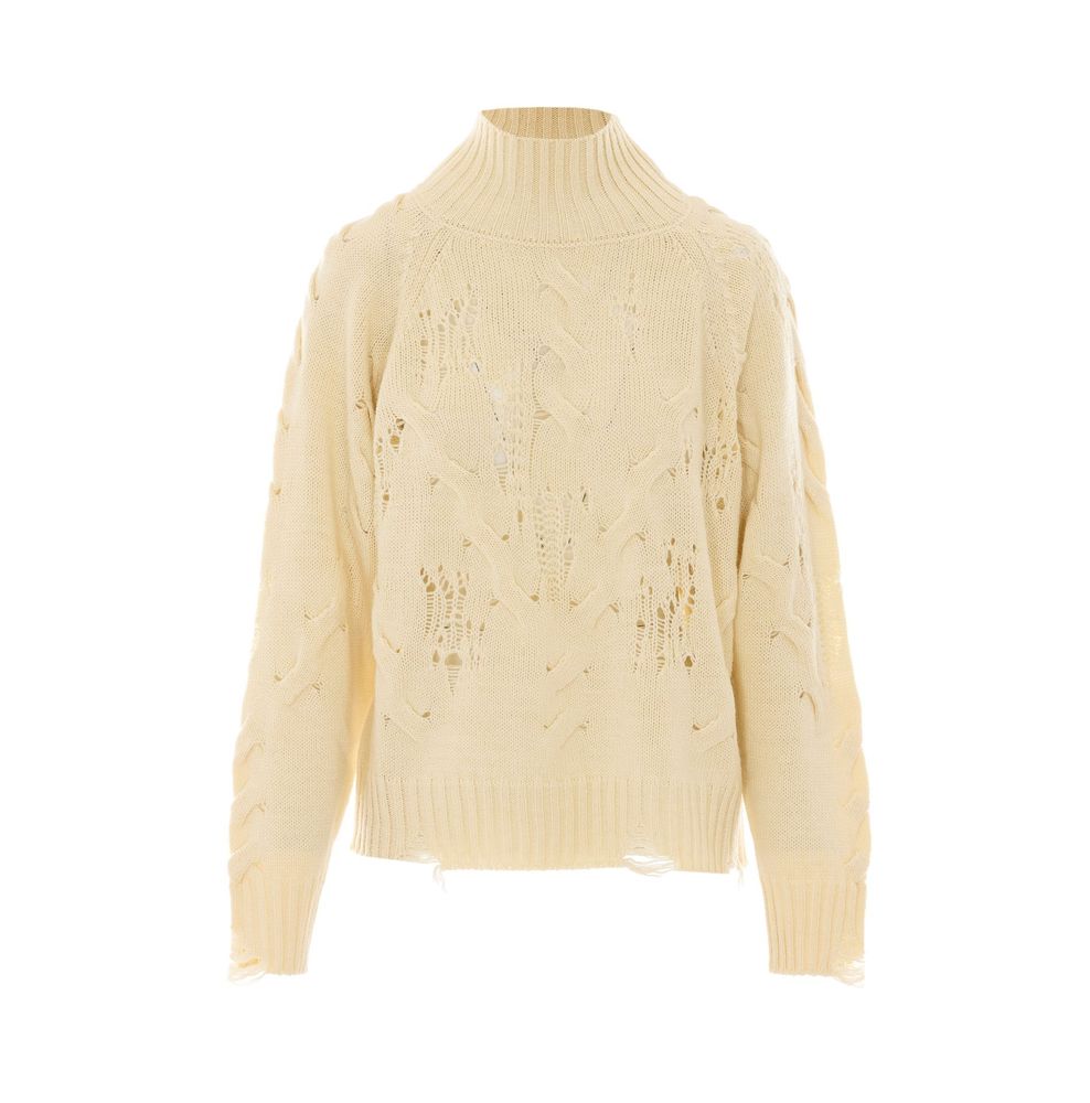 Aniye By Tina Distressed High Neck Knitted Sweater