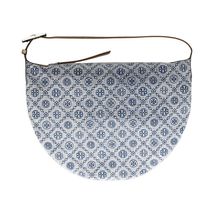 Tory Burch T Monogram Denim Balloon Bag 'Powder Blue'