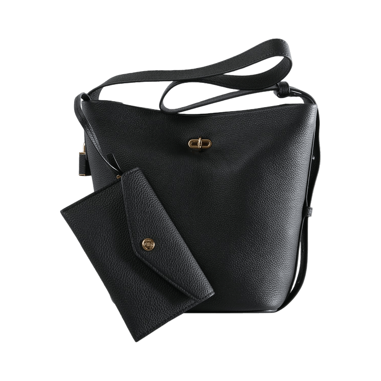 Tory Burch Lock Slim Medium Bucket Bag 'Black'