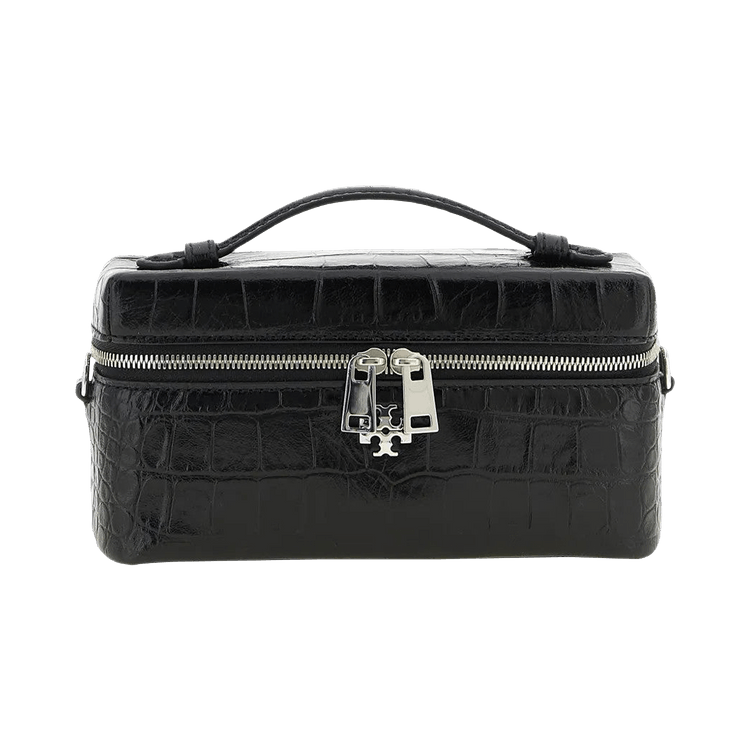 Tory Burch Charlie Embossed Croc East-West Vanity Case 'Black'