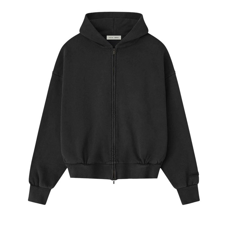 Fear of God Essentials Embroidered Classic Full Zip Hoodie 'Vintage Black'