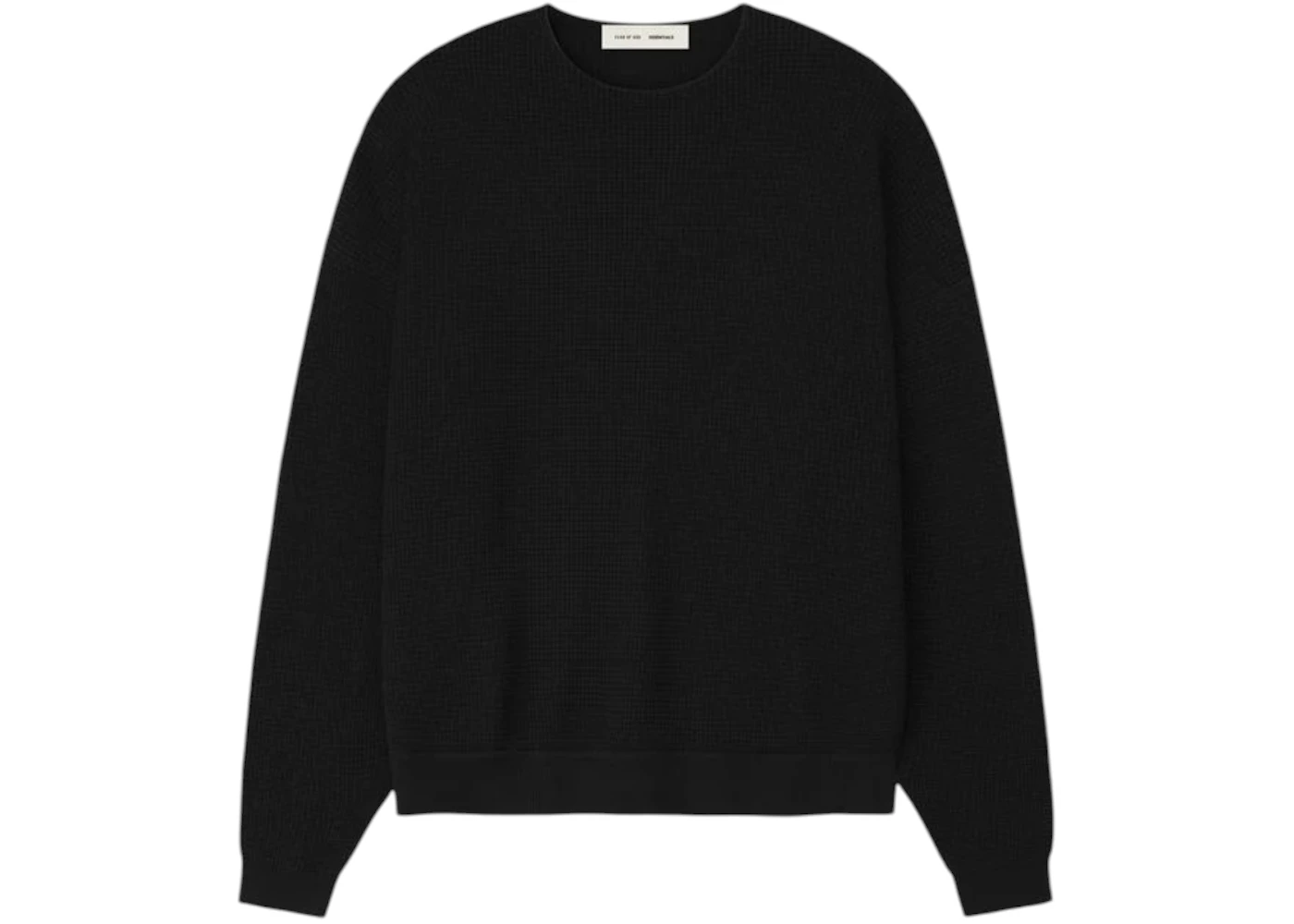 Fear of God Essentials Waffle Crewneck 90's Sweater Vintage Black
