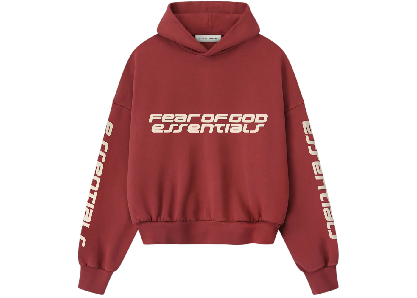 Fear of God Essentials Cropped Relaxed Hoodie Crimson