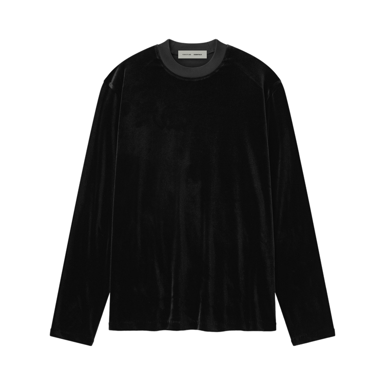 Fear of God Essentials Velour Classic Long Sleeve Tee 'Vintage Black'