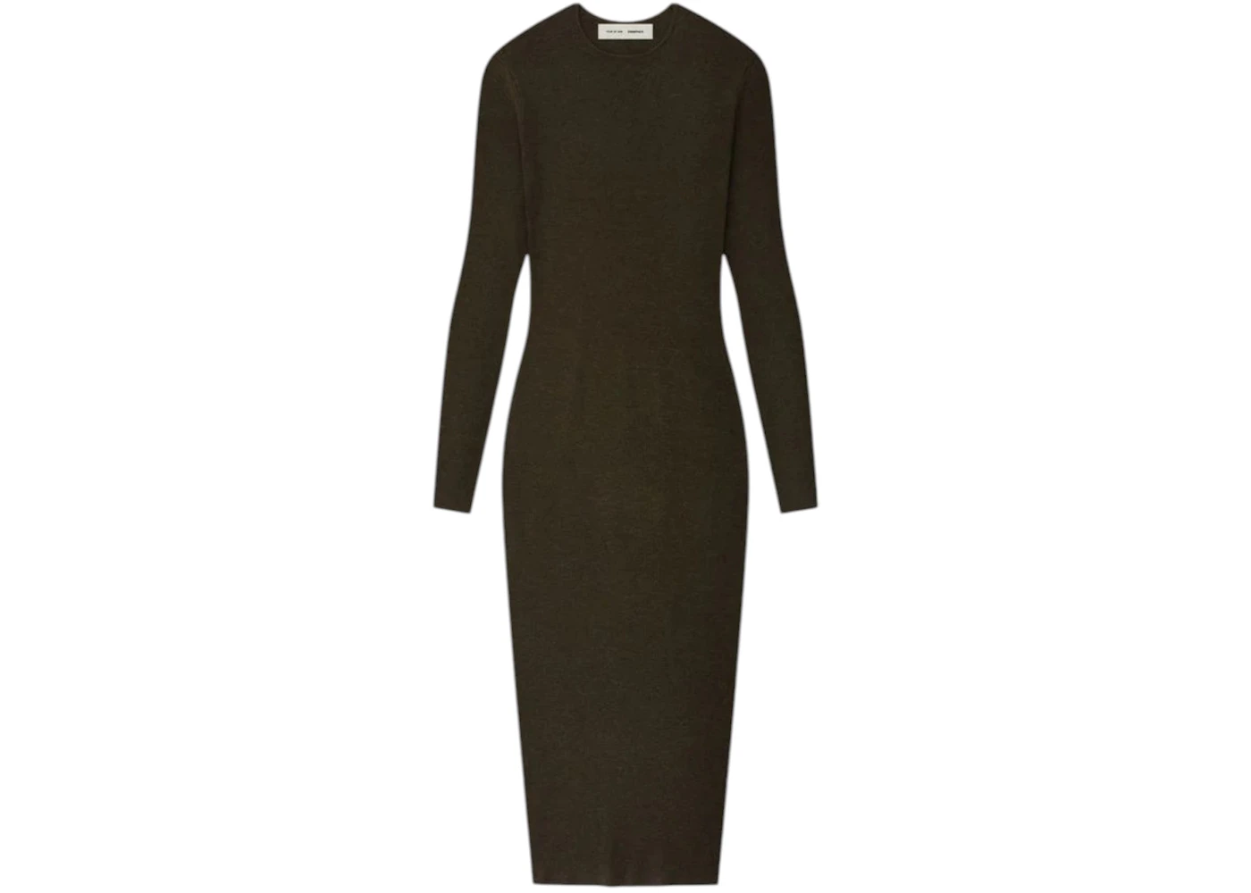 Fear of God Essentials Womens Rib Long Sleeve Dress Brown