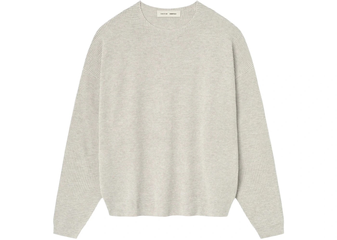 Fear of God Essentials Waffle Crewneck Sweater Heather Stone