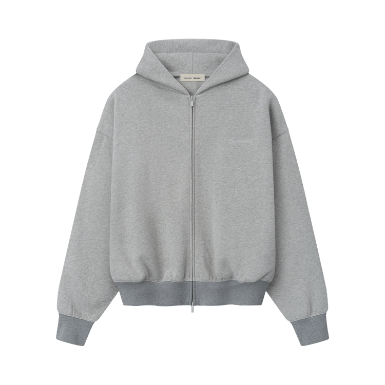 Fear of God Essentials Signature Classic Full Zip Hoodie 'Concrete Heather'