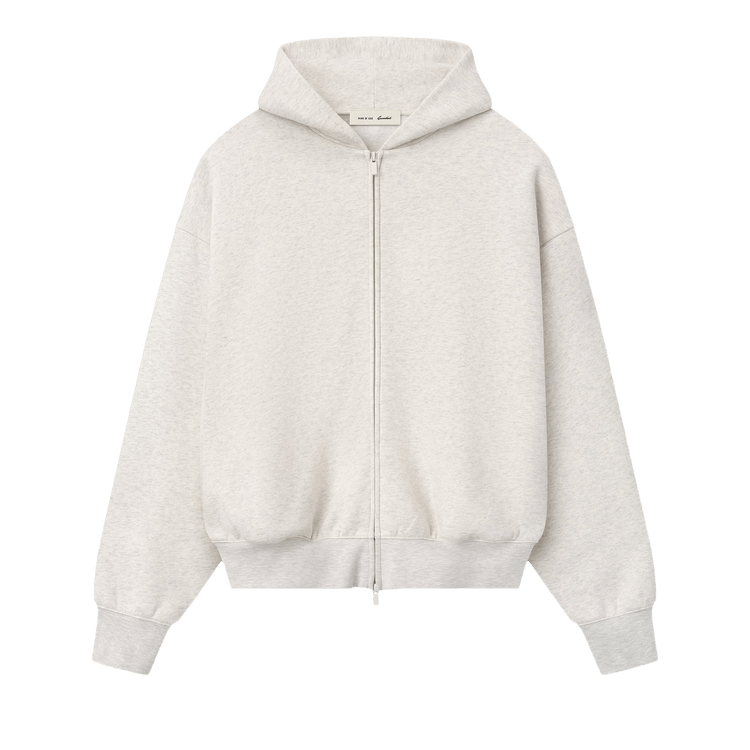 Fear of God Essentials Signature Classic Full Zip Hoodie 'Oatmeal/Light Heather'