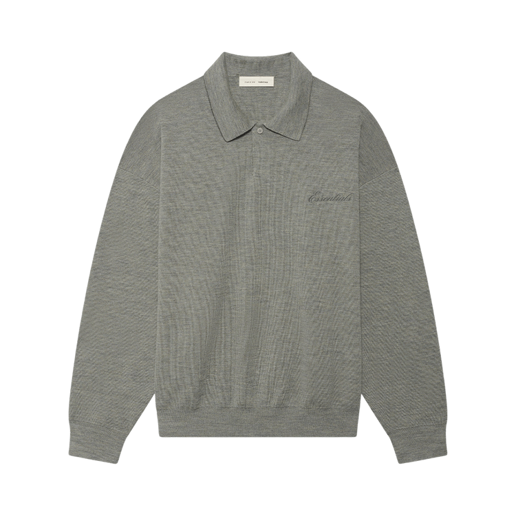 Fear of God Essentials Signature 90's Knit Polo 'Concrete Heather'