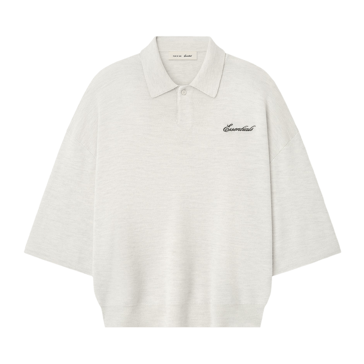 Fear of God Essentials Signature Quarter Sleeve 90's Knit Polo 'Oatmeal Heather'