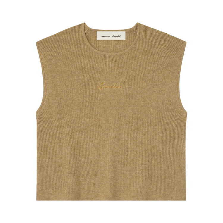 Fear of God Essentials Signature Rib Knit Cropped Top 'Dune'