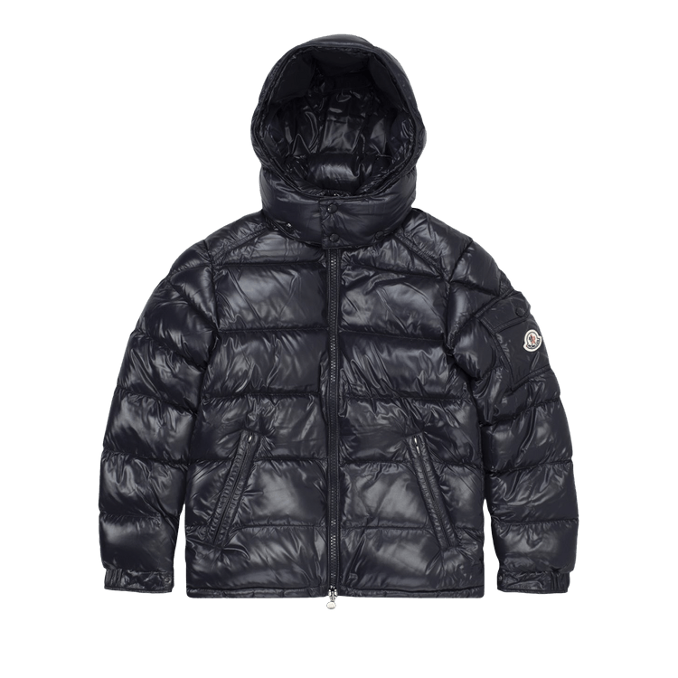 Moncler Maya Hooded Puffer Shiny Jacket 'Dark Blue'