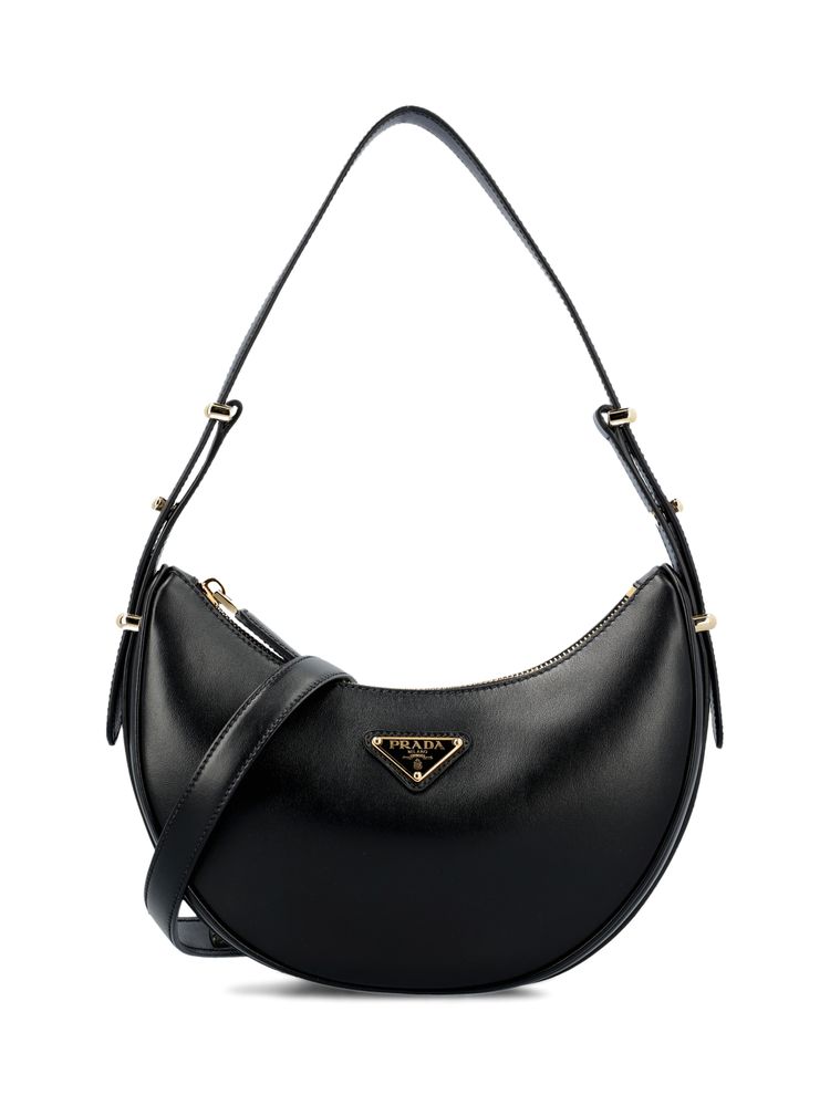 Prada Triangle Logo Plaque Moon Shaped Shoulder Bag