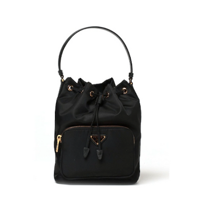 (WMNS) PRADA SS26 Duet Re-Nylon bucket bag 'Black Gold'