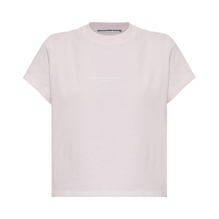 Alexander Wang Shrunken Short-Sleeve Logo Print Tee 'Washed Light Pink'