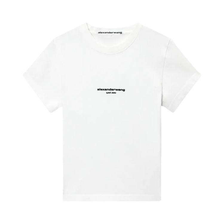 Alexander Wang Shrunken Short-Sleeve Logo Print Tee 'White'