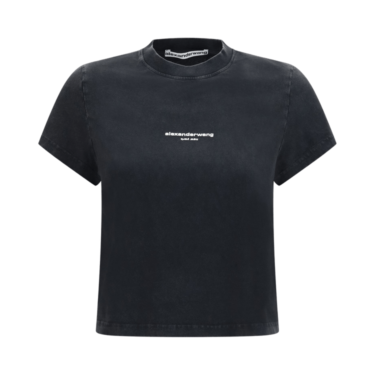 Alexander Wang Shrunken Short-Sleeve Logo Print Tee 'Washed Black'