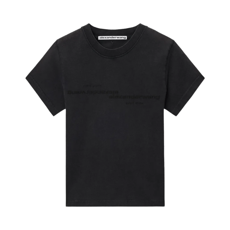 Alexander Wang Mirrored Logo Print Shrunken Tee 'Washed Black'