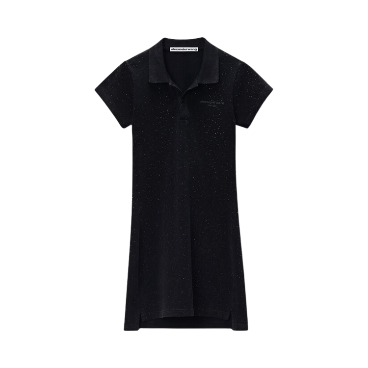 Alexander Wang Allover Hotfix Shrunken Mini Polo Dress 'Washed Black'