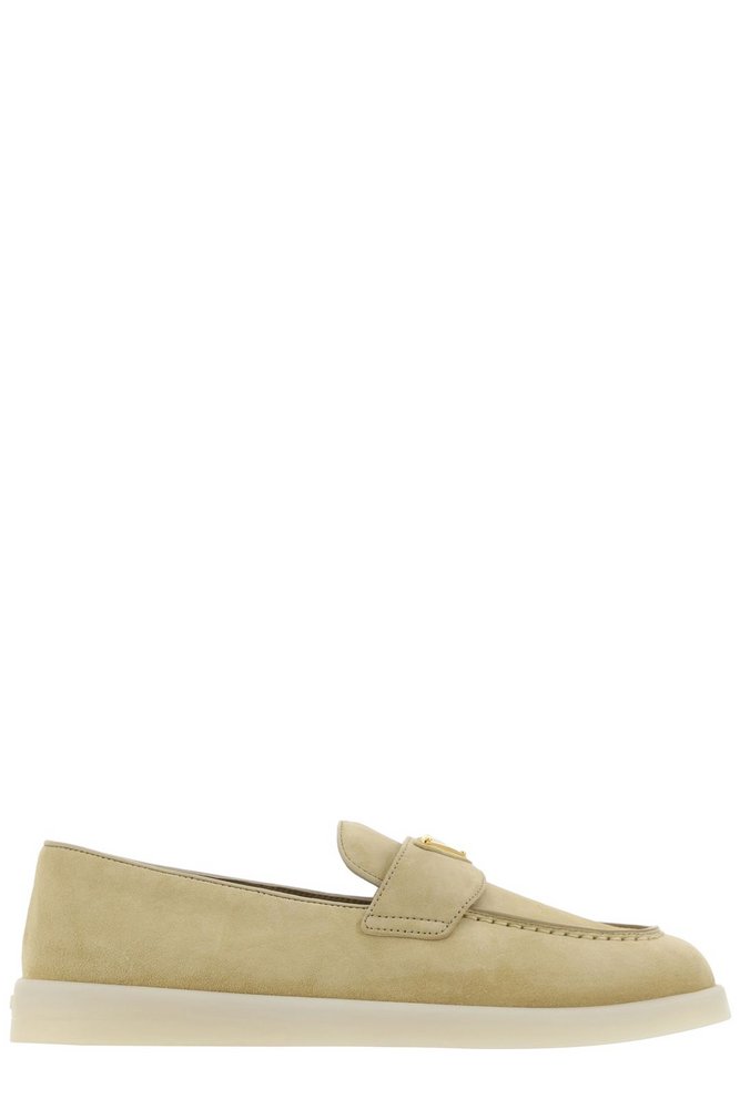 Prada Logo Plaque Slip-On Loafers