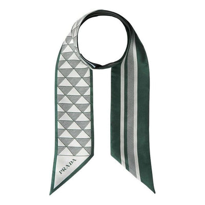 (WMNS) PRADA FW25 Printed Silk Skinny Scarf 'Green'