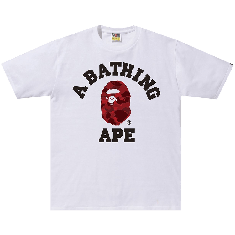 BAPE Color Camo College Tee 'White/Red'