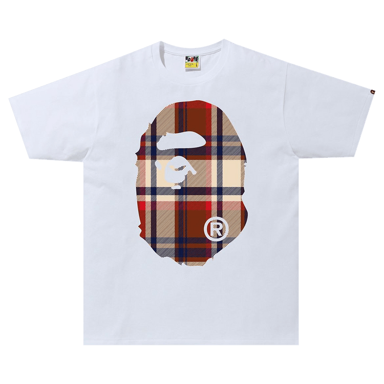 BAPE Check Big Ape Head Tee 'White/Red'
