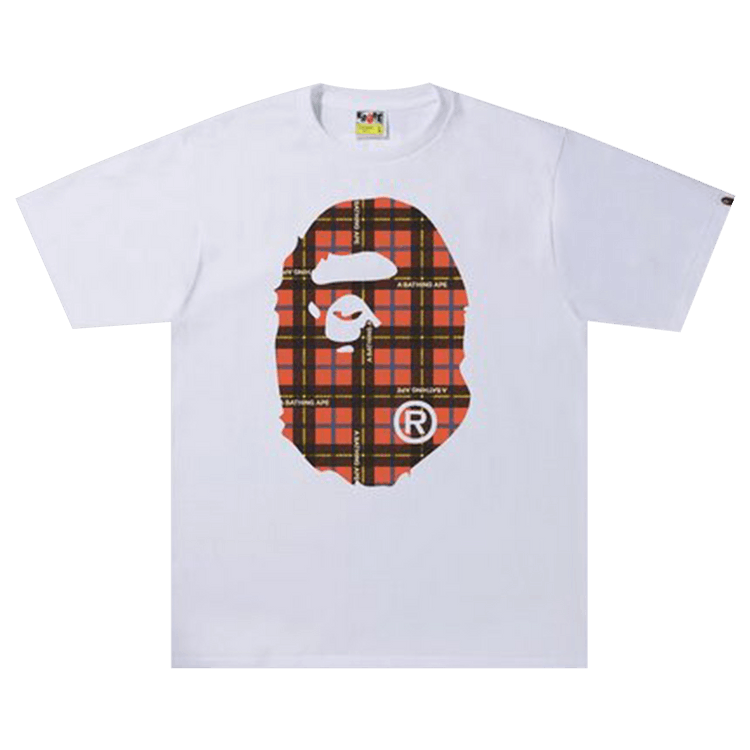 BAPE Logo Check College Tee 'White/Red'