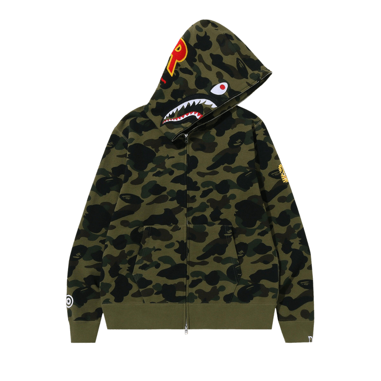 BAPE 1st Camo PONR Shark Full Zip Hoodie 'Green'