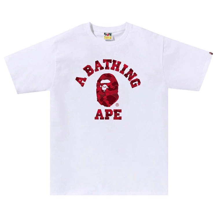 BAPE Color Camo College Tee 'White/Red'