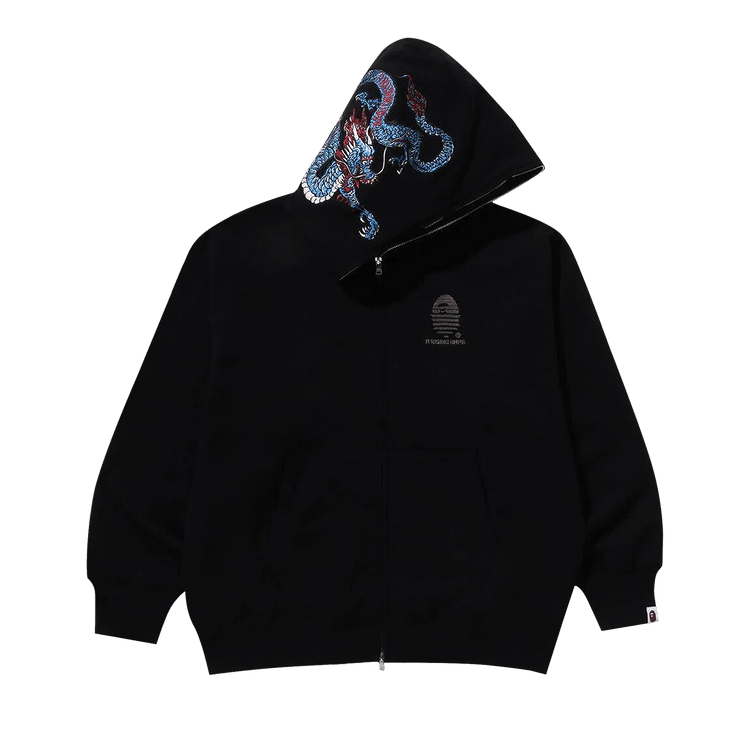 BAPE Tiger And Dragon Relaxed Fit Full Zip Hoodie 'Black'
