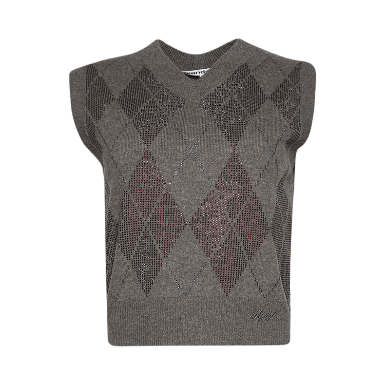 Alexander Wang V Neck Vest With Argyle Crystal Hotfix 'Brown'