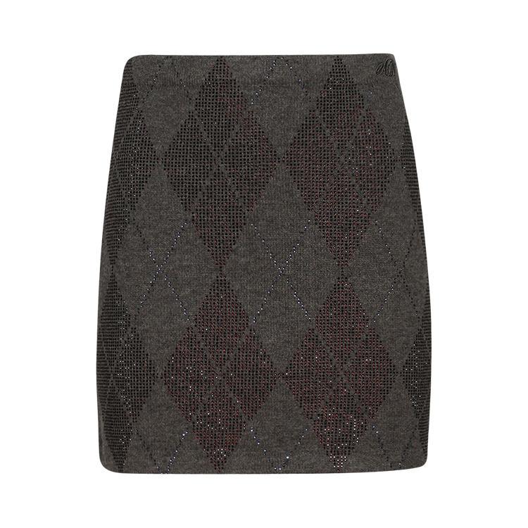 Alexander Wang A-Line Skirt With Argyle Crystal Hotfix 'Brown'