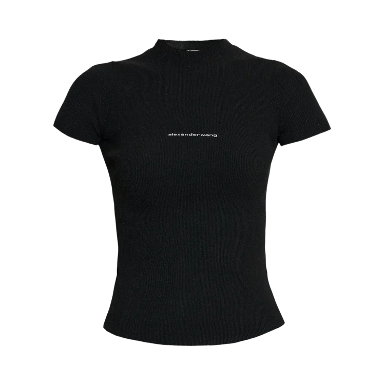 Alexander Wang Jacquard Logo Short-Sleeve Crewneck Top 'Black'