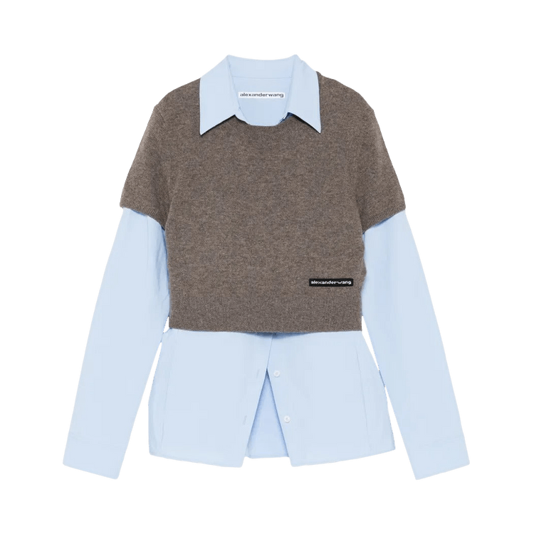 Alexander Wang Prestyled Button Down W/Knit Tee 'Brown/Blue'
