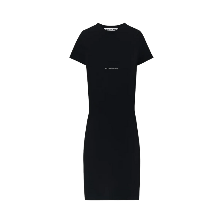Alexander Wang Jacquard Logo Short-Sleeve Crewneck Mini Dress 'Black'