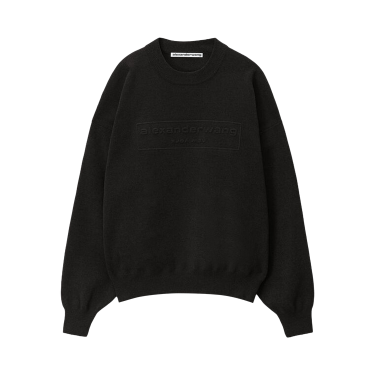 Alexander Wang Embossed Logo Ribbed Pullover 'Black'