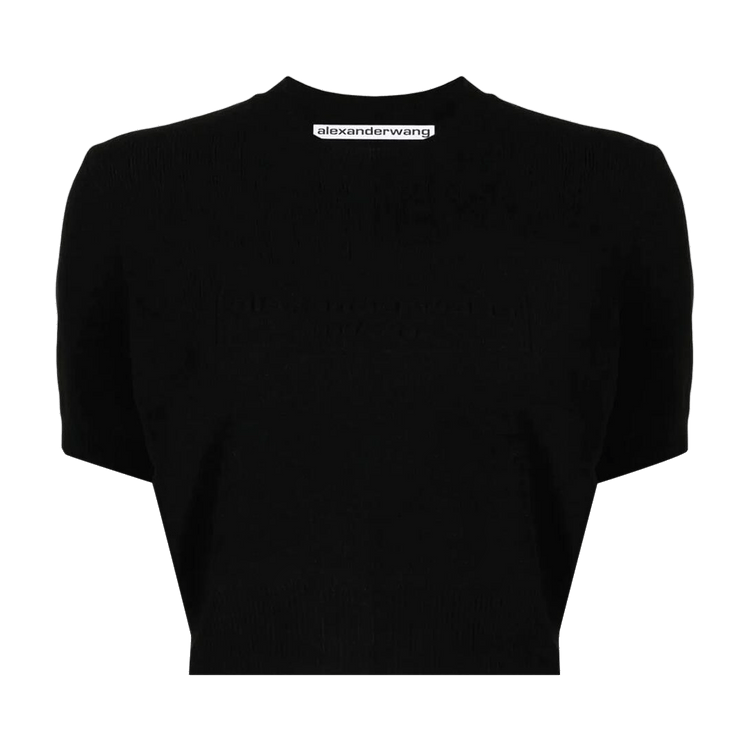 Alexander Wang Embossed Logo Ribbed Short-Sleeve Tee 'Black'