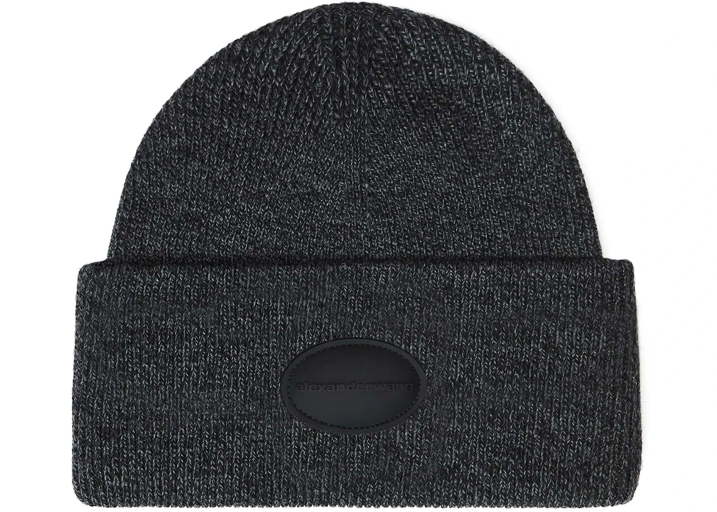 Alexander Wang Ribbed Domed Logo Patch Beanie Charcoal