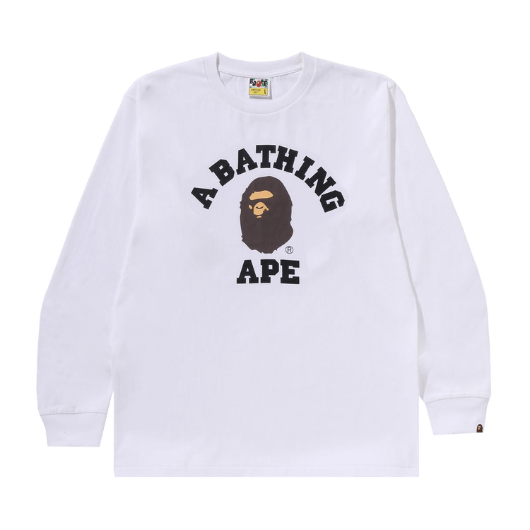 BAPE College Long-Sleeve Tee 'White'