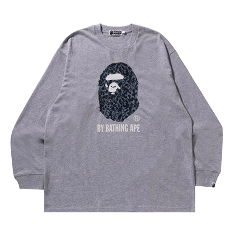 BAPE Wild Leopard Pattern Relaxed Fit Long-Sleeve Tee 'Grey'