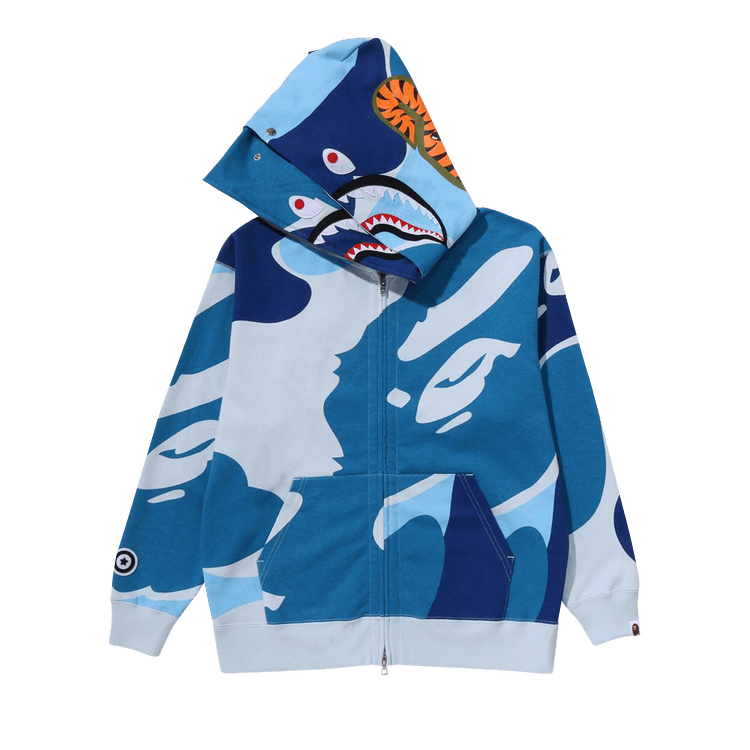 BAPE Mega ABC Camo Double Shark Relaxed Fit Full Zip Hoodie 'Blue'