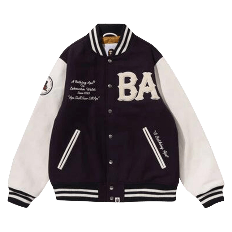 BAPE A Bathing Ape Varsity Jacket 'Purple'